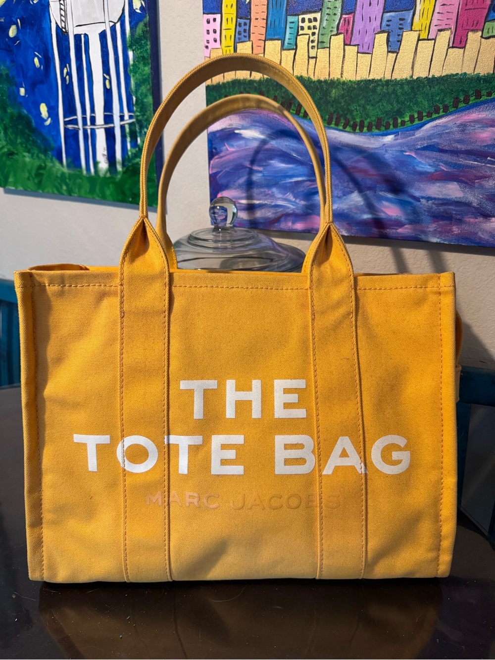 Marc Jacobs Yellow Canvas Tote Bag